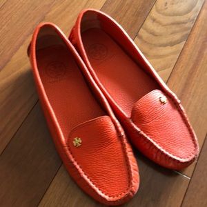 Tory Burch Orange Driving Loafers